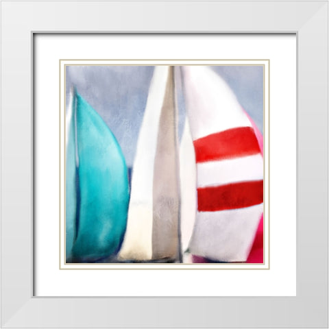 Lets Sail White Modern Wood Framed Art Print with Double Matting by Allen, Kimberly
