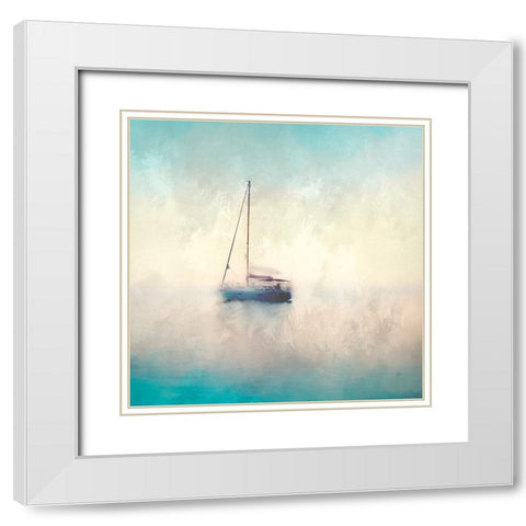 Sunset Sail White Modern Wood Framed Art Print with Double Matting by Allen, Kimberly