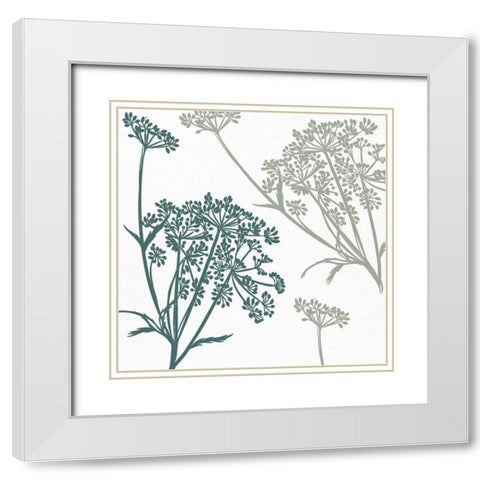 Square Botanical 1 White Modern Wood Framed Art Print with Double Matting by Kimberly, Allen