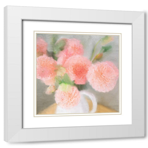 Pink Carnations White Modern Wood Framed Art Print with Double Matting by Allen, Kimberly