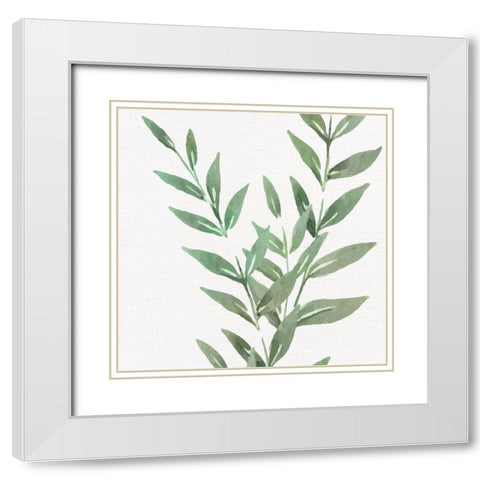 Greens Square 1 White Modern Wood Framed Art Print with Double Matting by Allen, Kimberly
