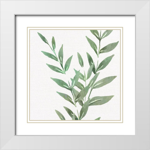 Greens Square 1 White Modern Wood Framed Art Print with Double Matting by Allen, Kimberly