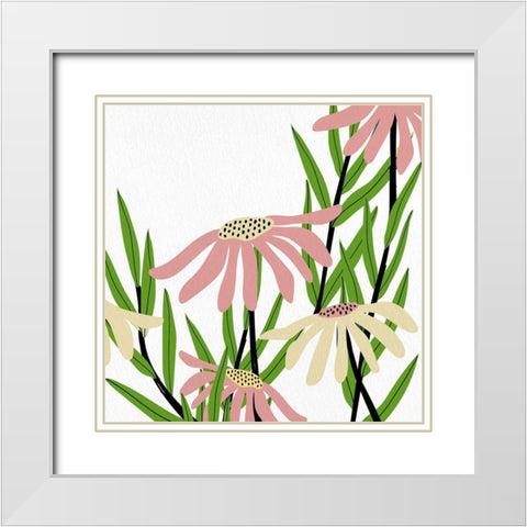 Daisies 2 White Modern Wood Framed Art Print with Double Matting by Allen, Kimberly