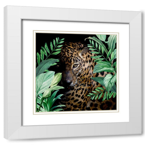 Jungle Leopard White Modern Wood Framed Art Print with Double Matting by Allen, Kimberly
