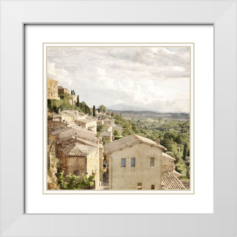 Tuscan Hillside White Modern Wood Framed Art Print with Double Matting by Allen, Kimberly