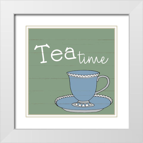 Tea Time 1 White Modern Wood Framed Art Print with Double Matting by Allen, Kimberly