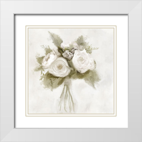 White Peonies White Modern Wood Framed Art Print with Double Matting by Allen, Kimberly