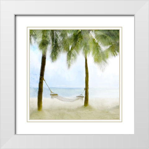 Nap On The Beach White Modern Wood Framed Art Print with Double Matting by Allen, Kimberly