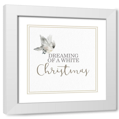 Dreaming Of A White Christmas Bird White Modern Wood Framed Art Print with Double Matting by Allen, Kimberly