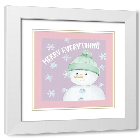 Merry Everything Snowman White Modern Wood Framed Art Print with Double Matting by Allen, Kimberly