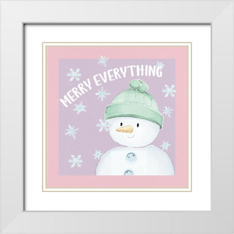 Merry Everything Snowman White Modern Wood Framed Art Print with Double Matting by Allen, Kimberly