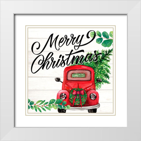 Red Christmas White Modern Wood Framed Art Print with Double Matting by Allen, Kimberly