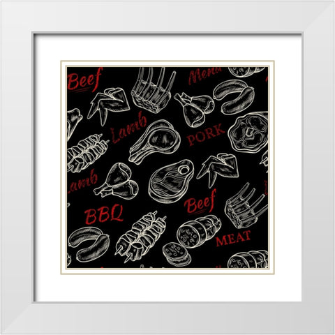 BBQ Pattern White Modern Wood Framed Art Print with Double Matting by Allen, Kimberly