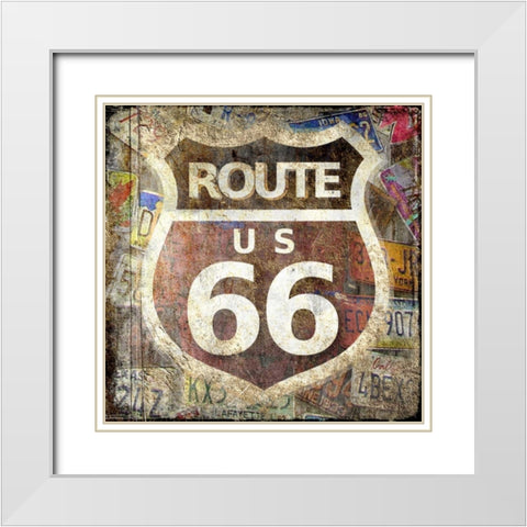 Route 66 White Modern Wood Framed Art Print with Double Matting by Allen, Kimberly