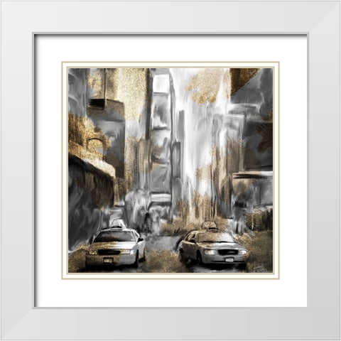Times Square V2 White Modern Wood Framed Art Print with Double Matting by Allen, Kimberly