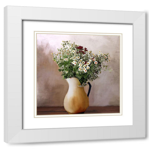 Fall Vase White Modern Wood Framed Art Print with Double Matting by Allen, Kimberly