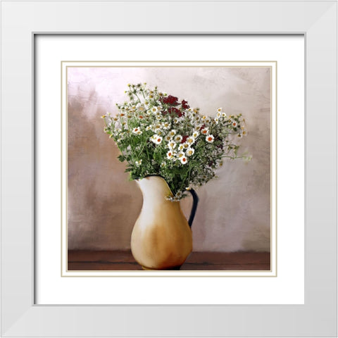 Fall Vase White Modern Wood Framed Art Print with Double Matting by Allen, Kimberly