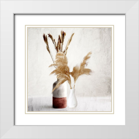 Dried Autumn Vases White Modern Wood Framed Art Print with Double Matting by Allen, Kimberly