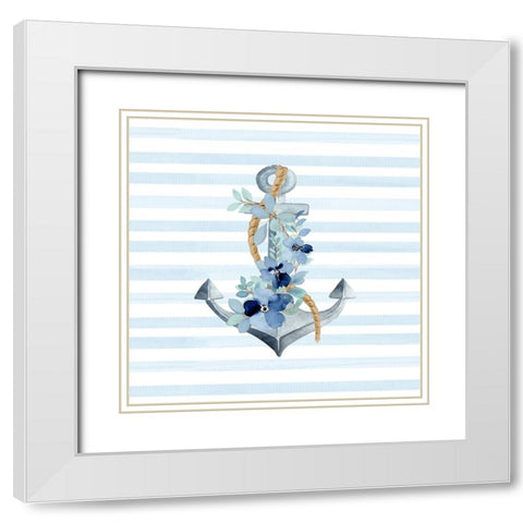 Floral Anchor 2 White Modern Wood Framed Art Print with Double Matting by Allen, Kimberly