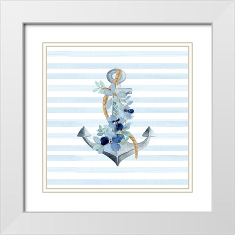Floral Anchor 2 White Modern Wood Framed Art Print with Double Matting by Allen, Kimberly