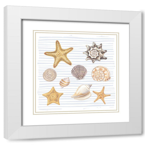 Beach Love Pattern White Modern Wood Framed Art Print with Double Matting by Allen, Kimberly