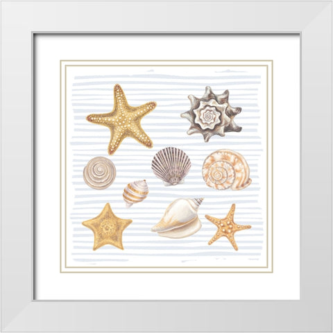 Beach Love Pattern White Modern Wood Framed Art Print with Double Matting by Allen, Kimberly