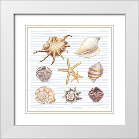 Beach Love Pattern 2 White Modern Wood Framed Art Print with Double Matting by Allen, Kimberly