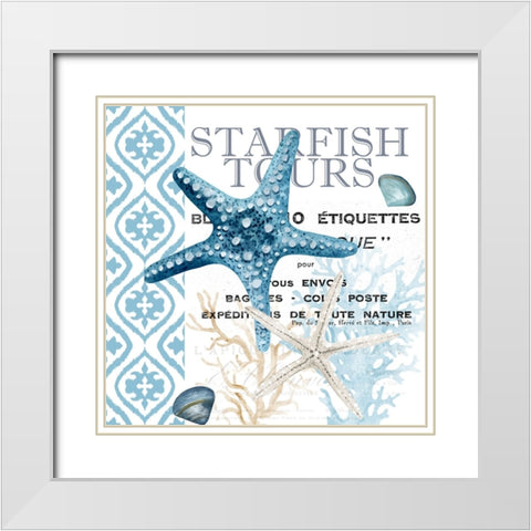 Starfish Tours White Modern Wood Framed Art Print with Double Matting by Allen, Kimberly