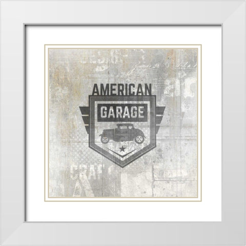 American Garage 1 White Modern Wood Framed Art Print with Double Matting by Allen, Kimberly