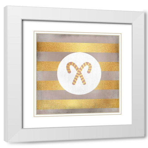 Candy Cane Christmas 1 White Modern Wood Framed Art Print with Double Matting by Allen, Kimberly