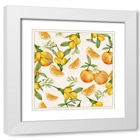 Citrus Fruit Pattern White Modern Wood Framed Art Print with Double Matting by Allen, Kimberly