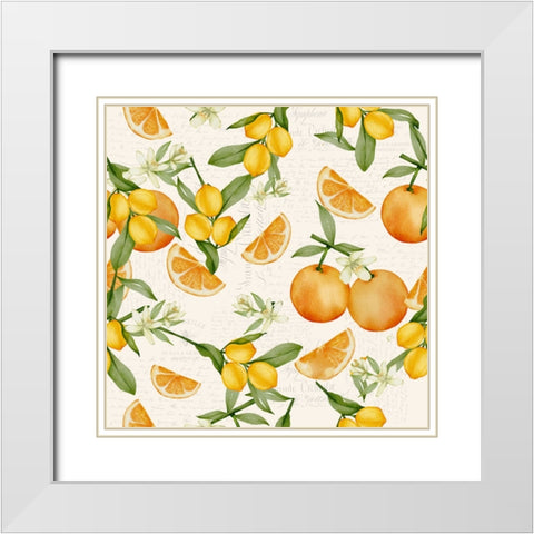Citrus Fruit Pattern White Modern Wood Framed Art Print with Double Matting by Allen, Kimberly