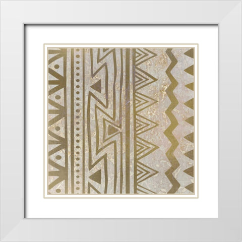 Global Pattern B White Modern Wood Framed Art Print with Double Matting by Allen, Kimberly
