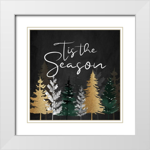 Tis The Season Pines White Modern Wood Framed Art Print with Double Matting by Allen, Kimberly