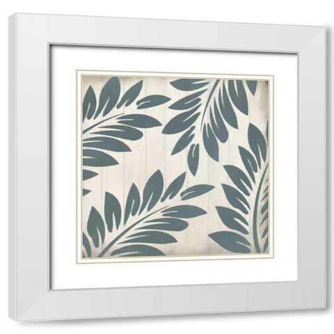 Seafoam Ferns 1 White Modern Wood Framed Art Print with Double Matting by Allen, Kimberly