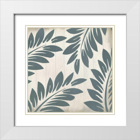 Seafoam Ferns 1 White Modern Wood Framed Art Print with Double Matting by Allen, Kimberly