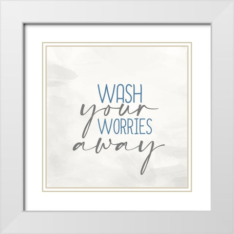 Blue Bath 2 White Modern Wood Framed Art Print with Double Matting by Allen, Kimberly