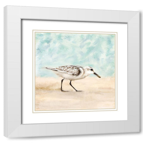 Sandpiper Walk 1 White Modern Wood Framed Art Print with Double Matting by Allen, Kimberly