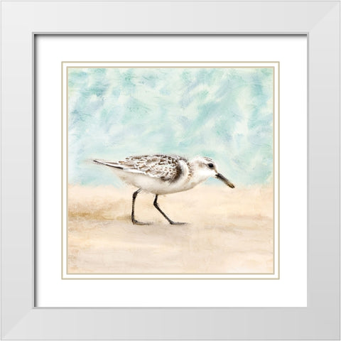 Sandpiper Walk 1 White Modern Wood Framed Art Print with Double Matting by Allen, Kimberly
