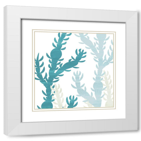 Seaweed Blue 3 White Modern Wood Framed Art Print with Double Matting by Allen, Kimberly