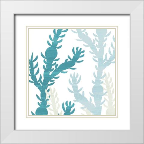 Seaweed Blue 3 White Modern Wood Framed Art Print with Double Matting by Allen, Kimberly