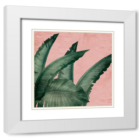 Palm Square 1 White Modern Wood Framed Art Print with Double Matting by Allen, Kimberly