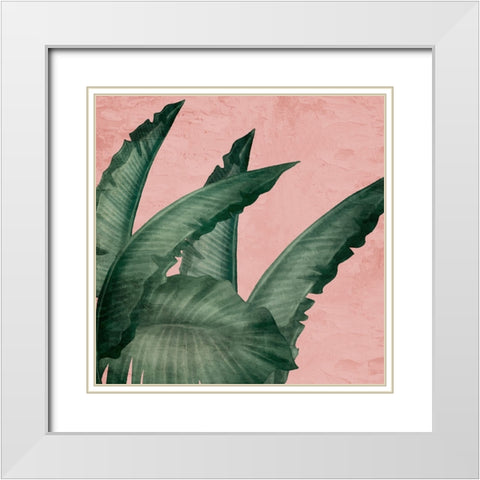 Palm Square 1 White Modern Wood Framed Art Print with Double Matting by Allen, Kimberly