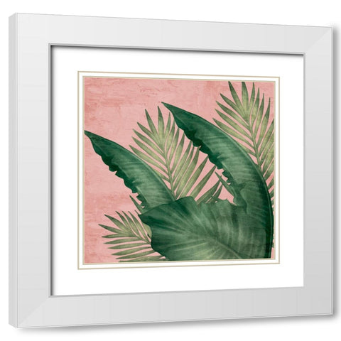 Palm Square 2 White Modern Wood Framed Art Print with Double Matting by Allen, Kimberly