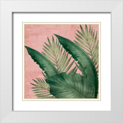 Palm Square 2 White Modern Wood Framed Art Print with Double Matting by Allen, Kimberly