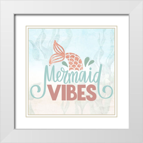 Mermaid Vibes White Modern Wood Framed Art Print with Double Matting by Allen, Kimberly