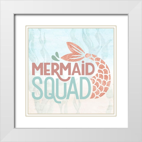 Mermaids Squad White Modern Wood Framed Art Print with Double Matting by Allen, Kimberly