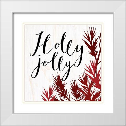 Holly Jolly White Modern Wood Framed Art Print with Double Matting by Allen, Kimberly