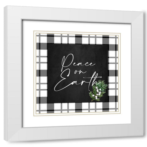 Peace On Earth Plaid White Modern Wood Framed Art Print with Double Matting by Allen, Kimberly