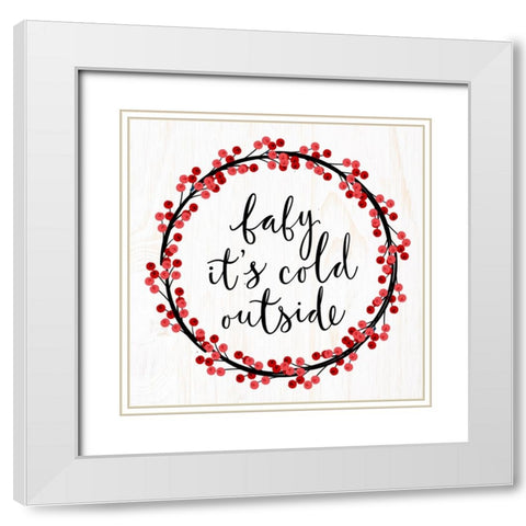 Red Berry Wreath White Modern Wood Framed Art Print with Double Matting by Allen, Kimberly